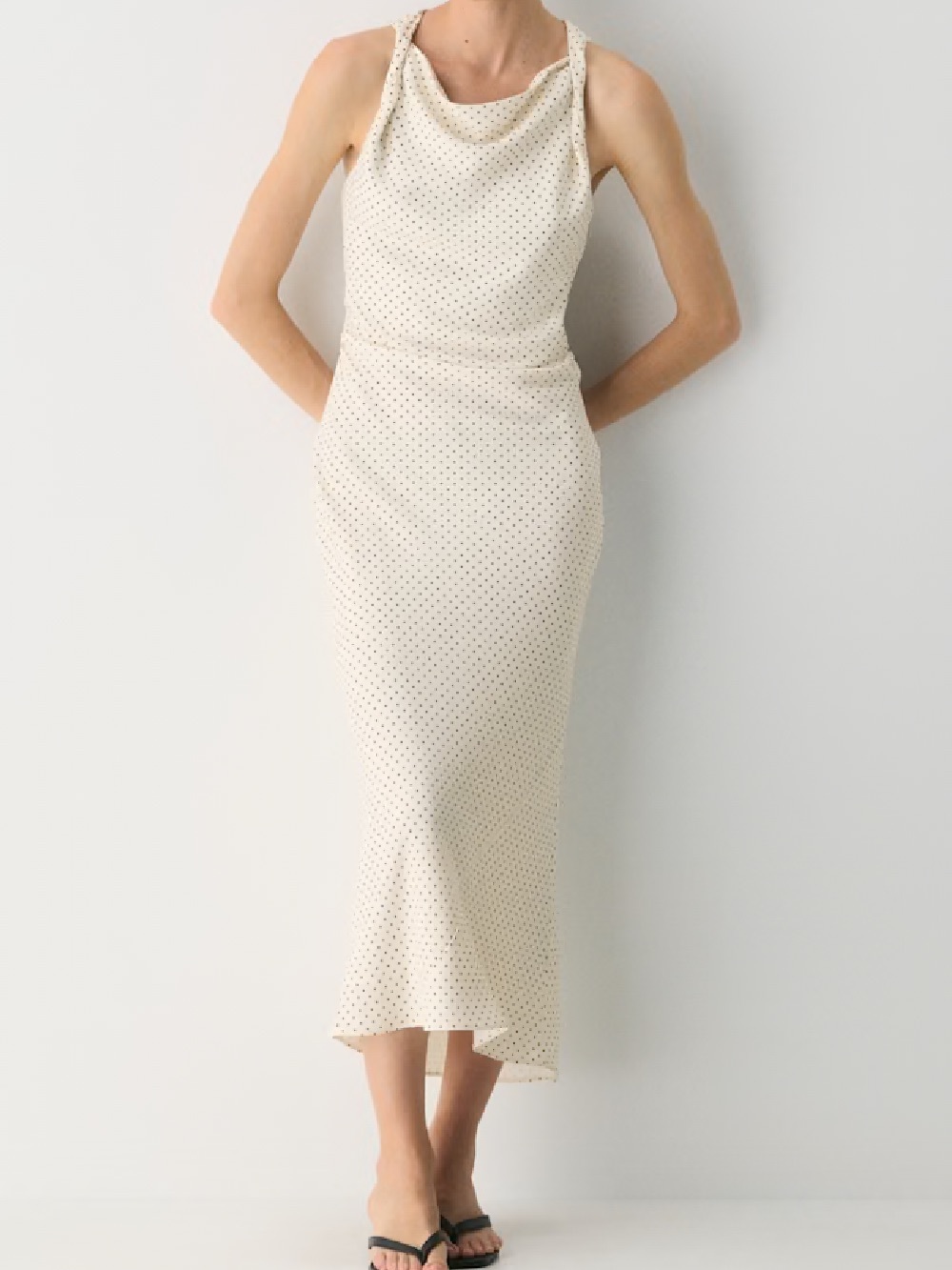 Babaton Cream Polka Dot Maxi Dress